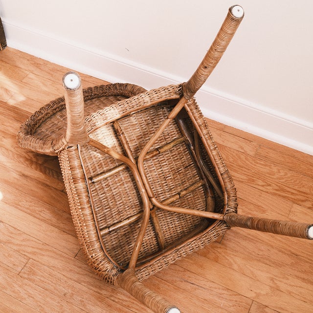 Late 20th Century Vintage Woven Wicker and Rattan High-Back Side or Desk Chair For Sale - Image 5 of 5