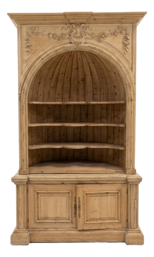 Late 19th Century Pine Barrel-Back Corner Cupboard