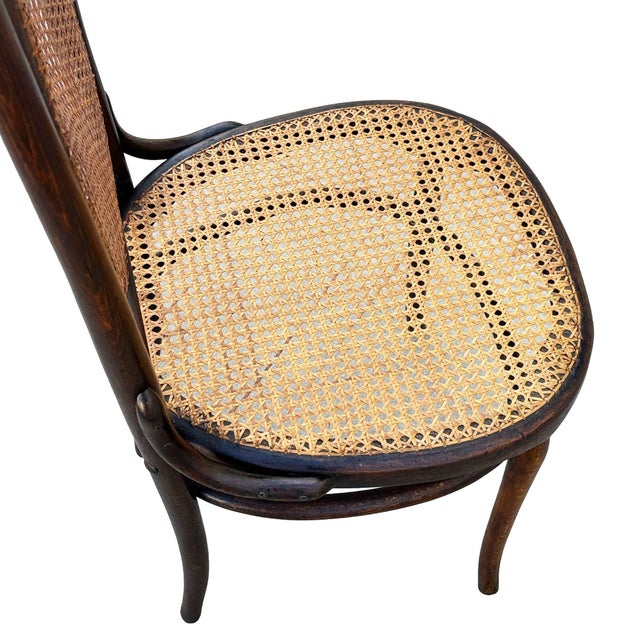 Late 19th Century Vienna Secession Bent Oak & Cane High Back Side Chair No. 17 Attributed to Thonet For Sale In Los Angeles - Image 6 of 6