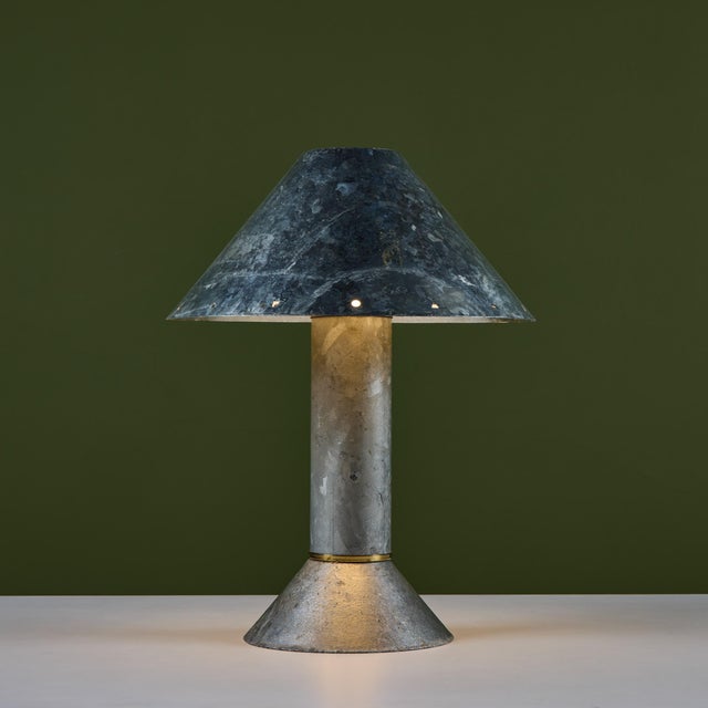 1980s Ron Rezek Galvanized Steel Table Lamp For Sale - Image 5 of 17