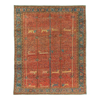 19th Century Pictorial Bakshaish Animal Motif Rug, Persia - 9'4" x 11'6" For Sale