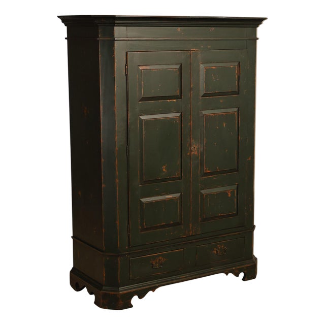 American Country Primitive Style Painted Linen Cabinet For Sale