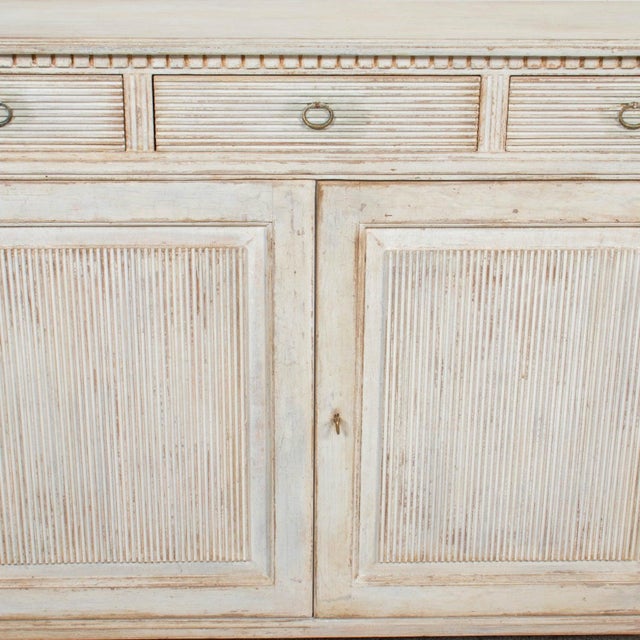 Handcrafted Gustavian Style Painted Buffet With Reeded Front For Sale - Image 4 of 17