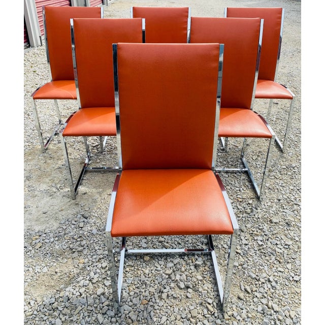 Vintage Mid Century Dining Chairs in the Manner of Milo Baughman/Set of Six. For Sale - Image 11 of 11