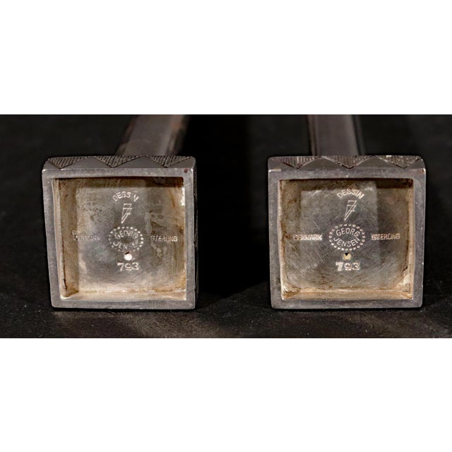 Silver Pair of Georg Jensen Sterling Silver "Skyscraper" Salt & Pepper Shakers by Jorgen Jensen For Sale - Image 8 of 14