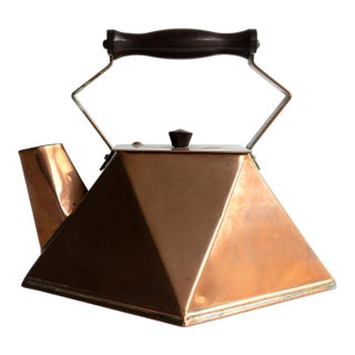 Antique French Modernist Copper Kettle, Art Deco Cubist Design, 1920s For Sale