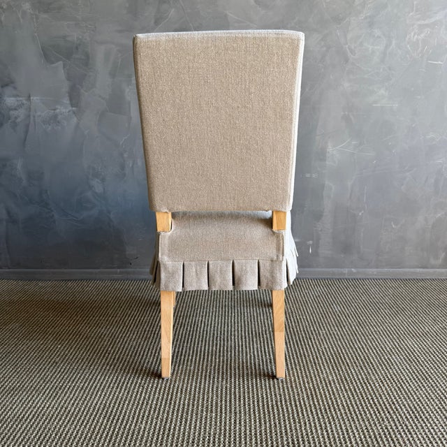 Reese Slip Covered Dining Chair in Belgian Linen Flax For Sale - Image 4 of 7