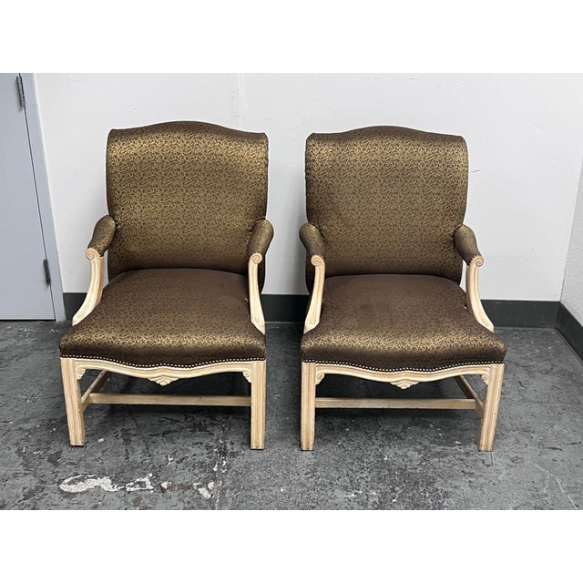 Schnadig Fine Furniture French Provincial Carved Armchairs, Pair For Sale - Image 9 of 12