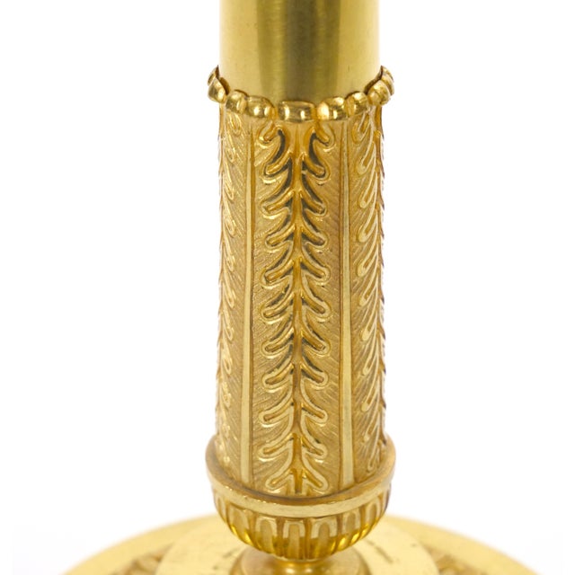 Pair 19th Century Italian Gilt Bronze Four-Light Candelabra Engraved Details For Sale - Image 10 of 11