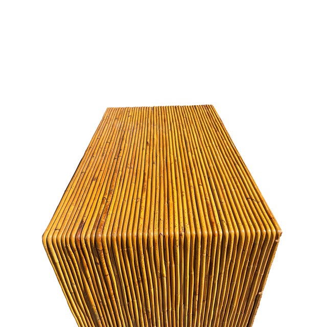 Boho Chic Vintage Rattan Wrapped Wicker Tall Dresser Highboy in Coastal Boho Chic Design For Sale - Image 3 of 11
