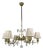 Brass 6-Arm Chandelier with Cream Silk Shades, Austria, 1940s For Sale