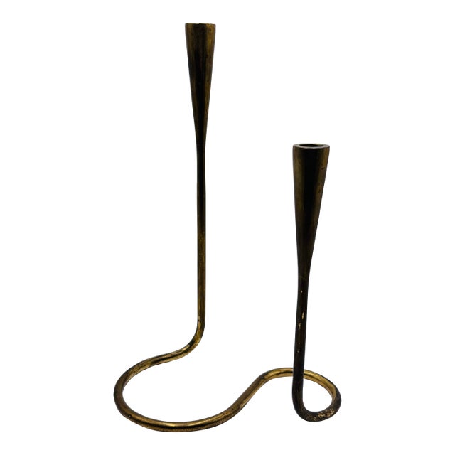 Danish Modern Illums Bolighus Brass Candlestick For Sale