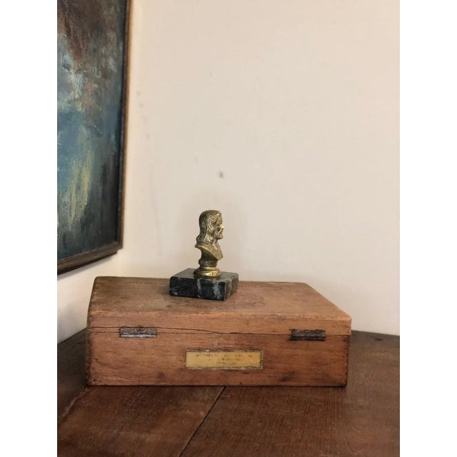 Mid-Century Modern Vintage Mid-Century Modern Gold Brass Paper Weight Stone or Marble For Sale - Image 3 of 7