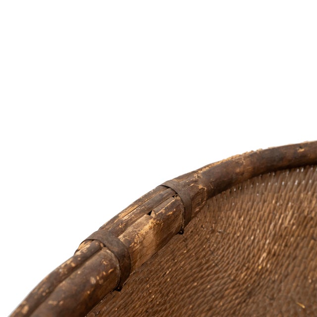 Early 20th Century Antique Chinese Jumbo Harvest Basket With Bamboo Rim For Sale - Image 5 of 6