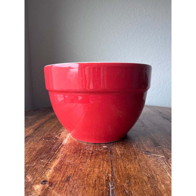 Late 20th Century A. Santos Pottery Made in Portugal Red Mixing Bowl 8" For Sale - Image 4 of 7