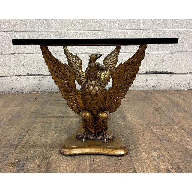 Wood Vintage Italian Made Regency Neoclassical Style Glass Top Coffee Cocktail Table For Sale - Image 7 of 15