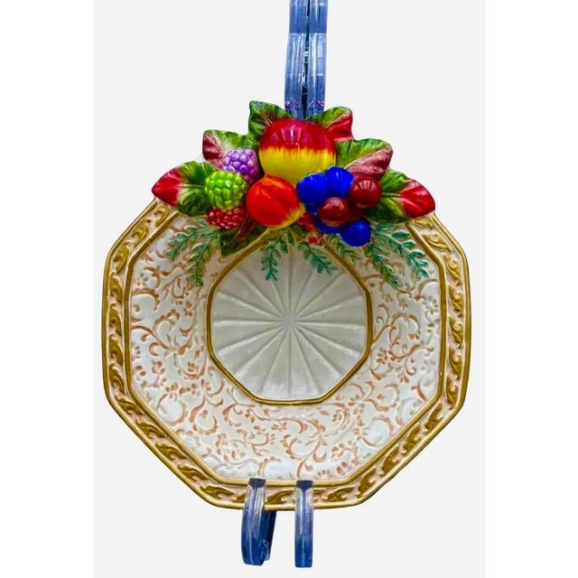 Mid-Century Modern Fitz Floyd Venezia Embossed Fruit Hexagon Canapé Plate For Sale - Image 3 of 5