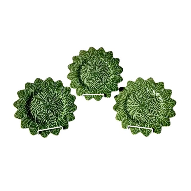 Green Mid 20th Century Bordallo Pinheiro Green Leaf Platters, Set of Three For Sale - Image 8 of 8