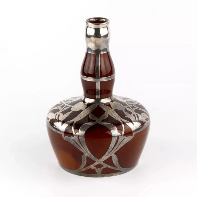 Silver Porcelain Vase in Silver Braid in the Style of Art Nouveau from Crown Staffordshire For Sale - Image 8 of 8