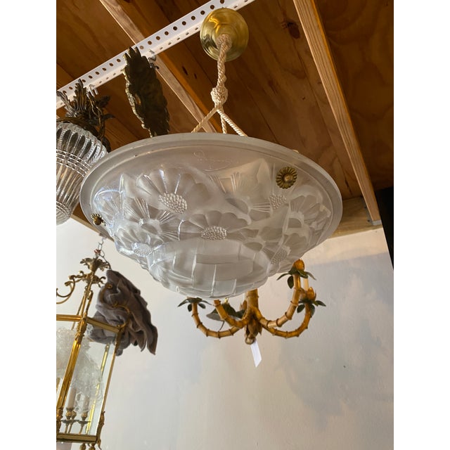 Degue Paris Glass Art Deco Chandelier For Sale - Image 16 of 17