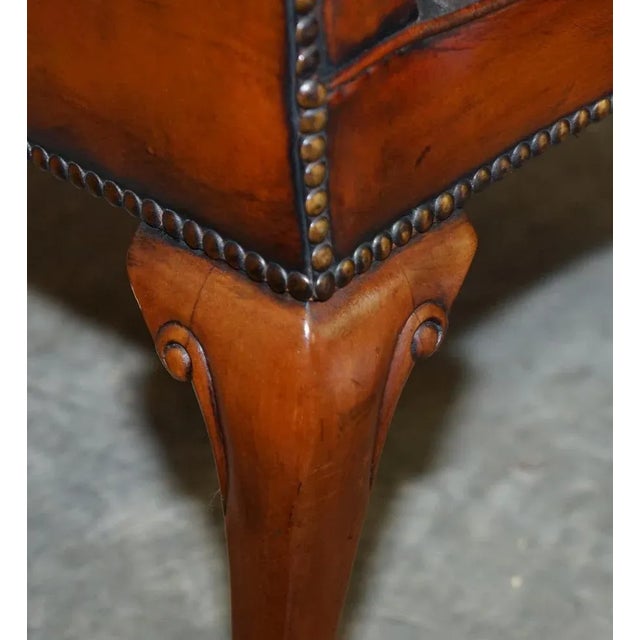 Vintage Eagle Armed Claw & Ball Feet Brown Leather Armchair For Sale - Image 15 of 18