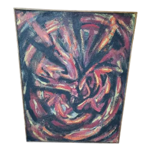 Vintage 1950's Abstract Painting New York School, Framed