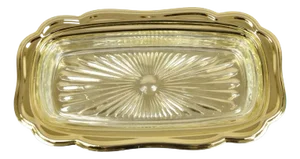 Vintage Gold Plated Metal Hollywood Regency Butter Dish With Glass Liner