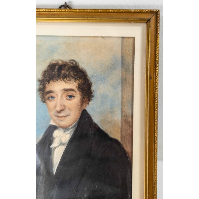 19th Century English or American Watercolor Miniature Portrait of a Gentleman For Sale - Image 4 of 10