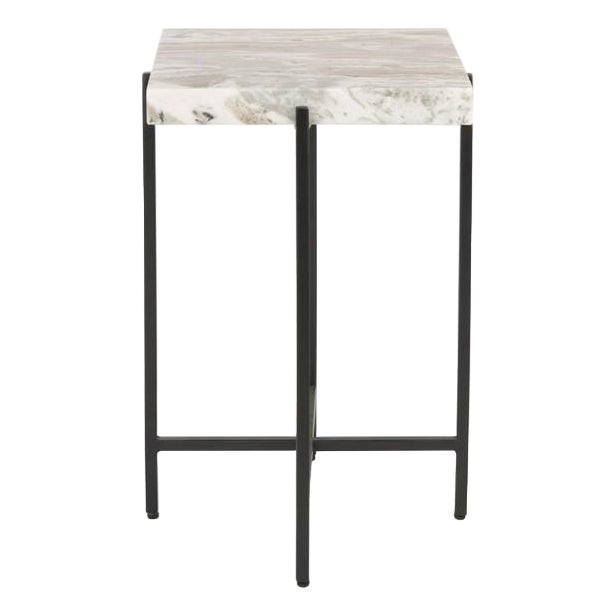 Stone Top Accent Table - Multi Grey/Black For Sale