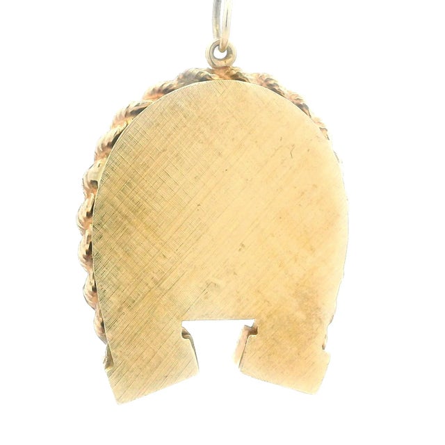 Late 19th Century Antique 1880s 14k Rose Gold Horseshoe Locket Pendant With Diamonds & Pearl For Sale - Image 5 of 15