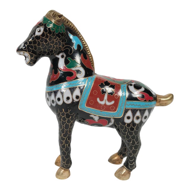 Late 20th Century Chinese Cloisonné Horse Figure For Sale