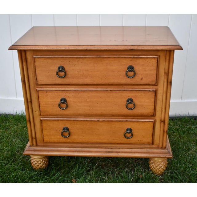 Lexington Wood Chest 3 Drawer Tommy Bahama Bachelors Dresser Pineapple Feet For Sale - Image 12 of 14