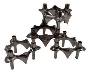 Mid-Century Modern Brutalist Chrome Taper Candleholders by Nagel Stoff for BMF, 1950s, Set of 4