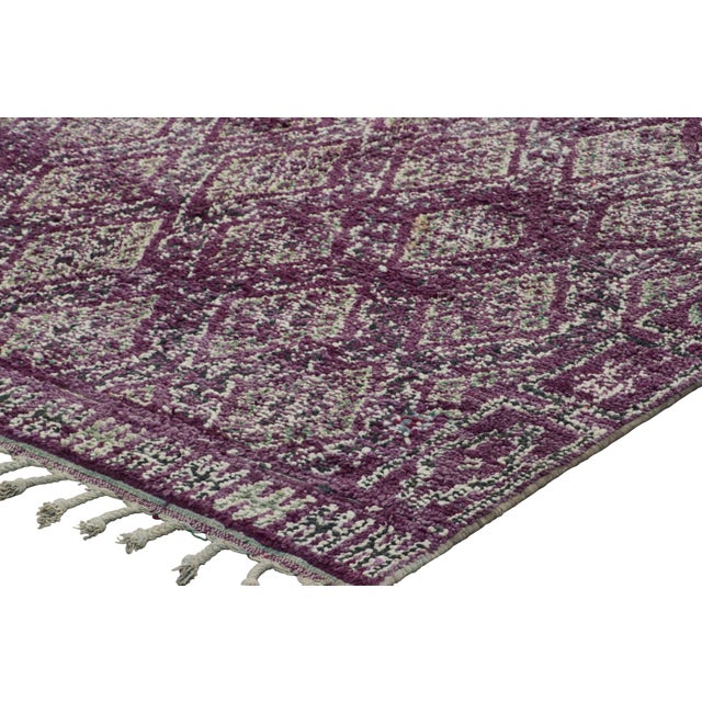 Vintage Moroccan Rug, Purple & Beige With Diamond Patterns - Rug & Kilim For Sale In New York - Image 6 of 7