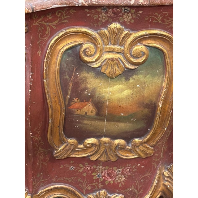 Stone 18th C Venetian Painted Marble Top Commode For Sale - Image 7 of 10