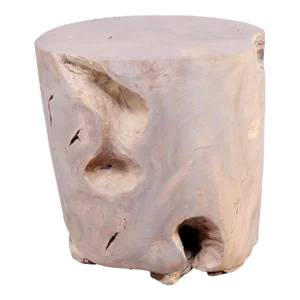 Bleached White Teak Root Accent or Side Table or Stool 37