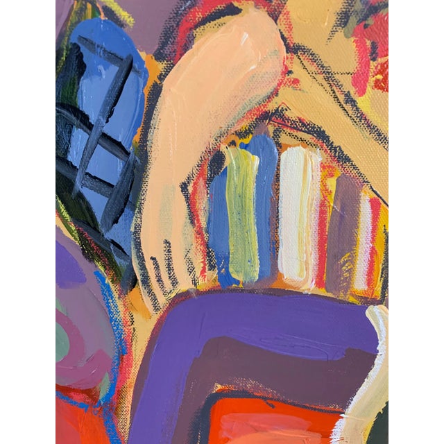 Textile Isaac Maimon Painting of Two Fashionable Women at Cafe For Sale - Image 7 of 9