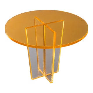 Transparent Neon Orange Lucite Dining Table For Sale