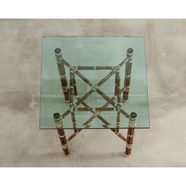 Late 20th Century McGuire Organic Modern Bamboo Glass Breakfast Dining Table For Sale - Image 5 of 12