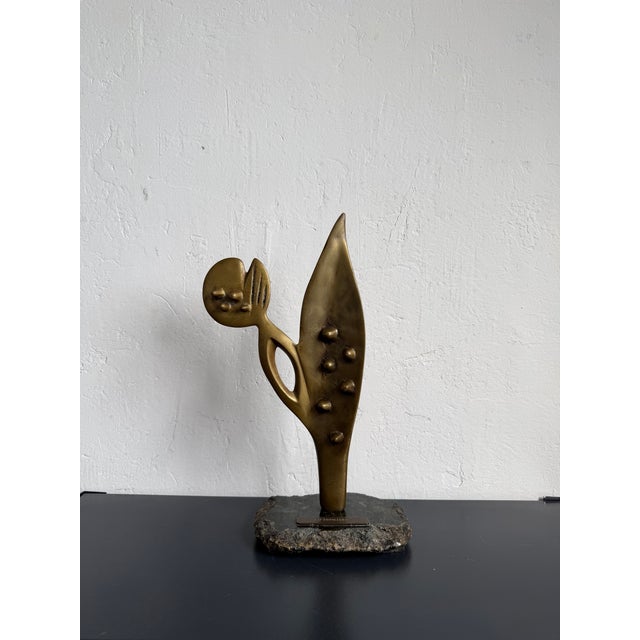 Brazilian modernist sculpture of a flower by Yone di Alerigi circa 1980s. Signed and numbered 01/40 on sculpture with the...