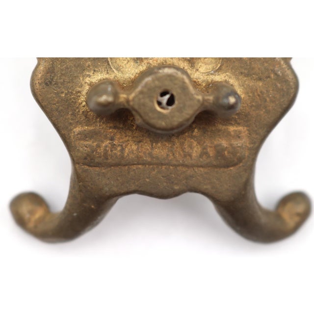 Metal Pair of Antique Victorian Brass Hall Tree Hooks For Sale - Image 7 of 7