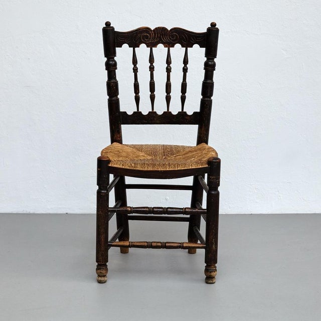 Rustic Wood French Chairs, 1950s, Set of 4 For Sale - Image 11 of 18