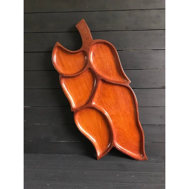 1970s Vintage Mid-Century Large Wood Serving Tray For Sale - Image 5 of 5