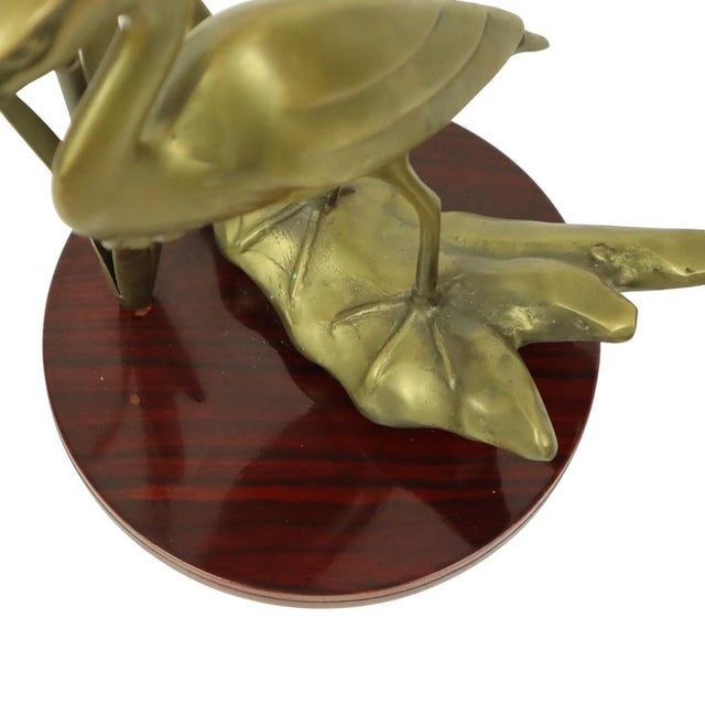 Hollywood Regency Brass Heron Statue on Wooden Base, 1970s For Sale - Image 13 of 16