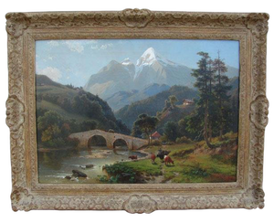 Late 19th Century Vintage Alpine Landscape Oil Painting by Jacobus Nicolaus Tjarda Van Starckenborgh