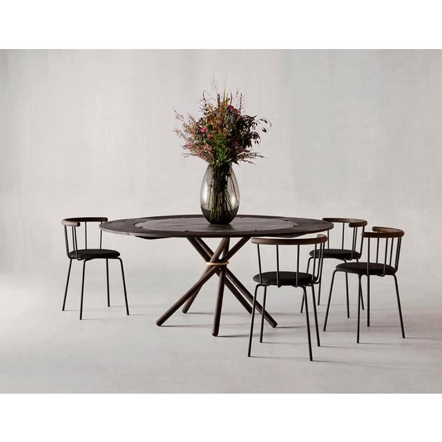 Hector Dining Table 120 with Concrete Top and Dark Oak Legs by Eberhart Furniture For Sale - Image 12 of 13