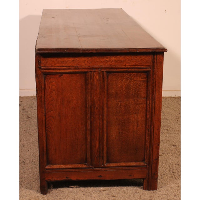 Wood Antique Oak Chest with Inlays For Sale - Image 7 of 14