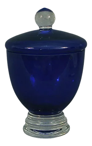 1930s Cobalt and Clear Glass Covered Jar, "High American Art Deco"
