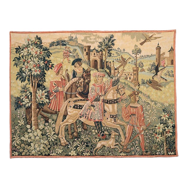 Depart De Chasse (Leaving for the Hunt) Loom Woven Tapestry - 130 X 173 Cm (4'3" X 5'8") - Requires Rod Size 4 For Sale