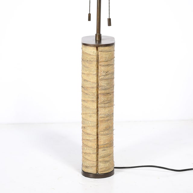 Pair of Mid-Century Tessellated Lizard & Bronze Table Lamps by Karl Springer For Sale - Image 11 of 15
